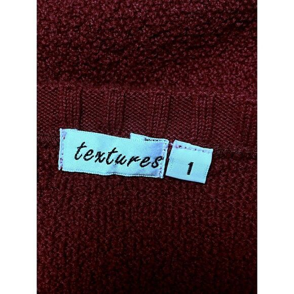 Textures Atsy Long Sleeve Cotton Boucle V-Neck Pullover Tunic Top Cranberry L/XL - Picture 5 of 6